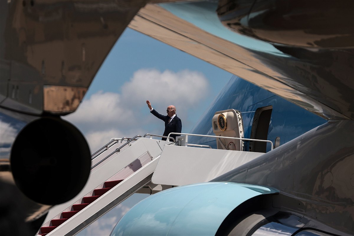 <i>Oliver Contreras/Sipa USA/AP</i><br/>President Joe Biden signs a $40 billion aid package to Ukraine while in Seoul. Biden here boards Air Force One at Joint Base Andrews in Maryland on May 19