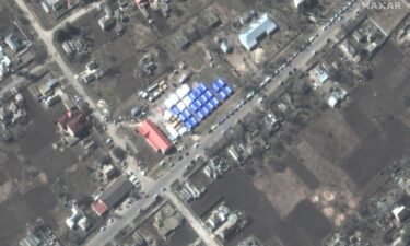 Maxar satellite images show the tent camp in Bezimenne on March 22.