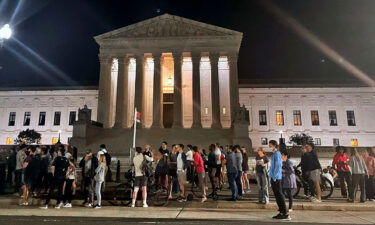 Supporters of legal abortion rights gathered at the Supreme Court building on the night of May 2