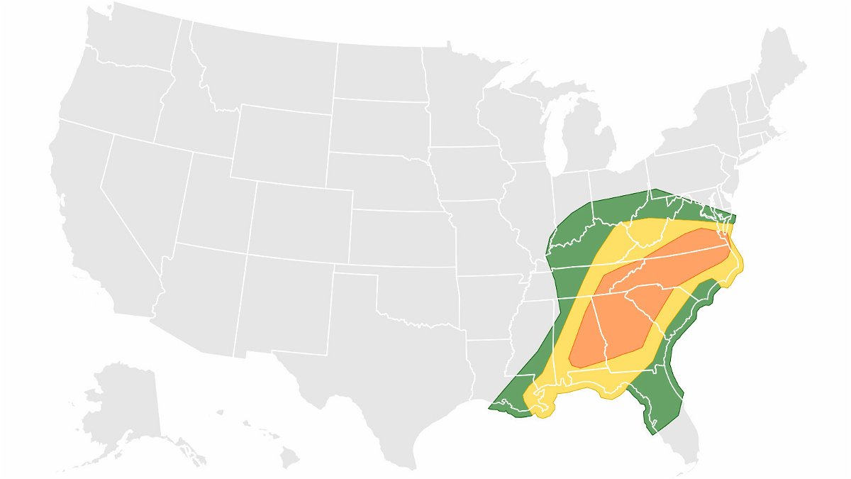 <i>CNN Weather</i><br/>Severe storms threaten 70 million people across the Southeast and Mid-Atlantic today.