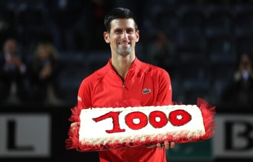 Novak Djokovic celebrates his 1