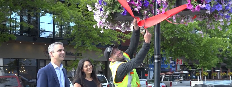 100 flower baskets beautifying areas of Downtown Bend