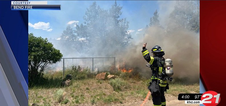 Fire stopped near RR tracks in northern Bend on hot, windy afternoon, prompting reminder