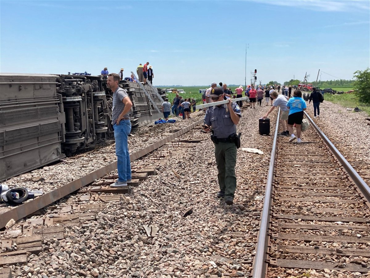 <i>Obtained by CNN’s Jackson Grigsby</i><br/>Damage from the Missouri train derailment is shown.