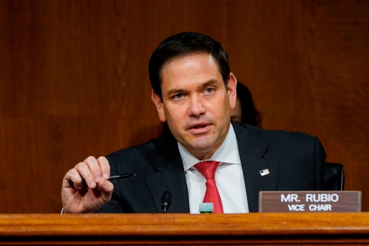 <i>DREW ANGERER/AFP/POOL/Getty Images</i><br/>Sen. Marco Rubio questions witnesses during a Senate Intelligence Committee hearing on Capitol Hill in February 2021 in Washington