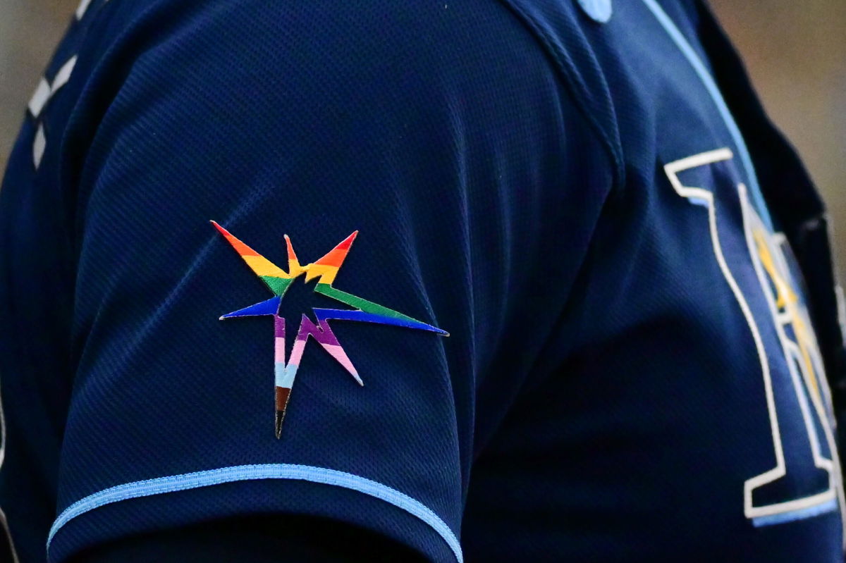 <i>Julio Aguilar/Getty Images North America/Getty Images</i><br/>Several players on the Tampa Bay Rays did not wear LGBTQ logos on their uniforms for the team's Pride Night celebration during June 5 game against the Chicago White Sox.