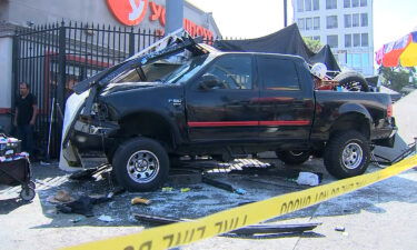 Nine people were injured in Los Angeles Saturday morning after being struck by a driver who claimed someone had pointed a gun at him