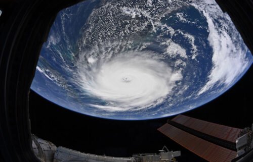 Hurricane Dorian in 2019 from the International Space Station. A study found that the frequency of hurricanes and typhoons is decreasing.