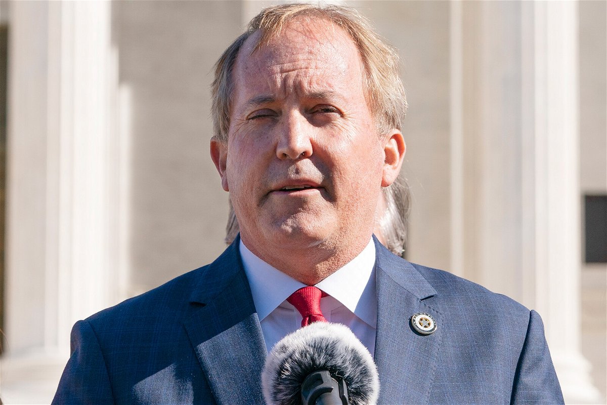 <i>Jacquelyn Martin/AP/FILE</i><br/>Texas Attorney General Ken Paxton speaks to  anti-abortion activists outside the Supreme Court