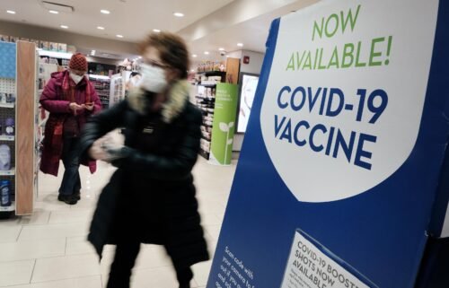 A pharmacy in Grand Central Terminal advertises the COVID-19 vaccine on December 9