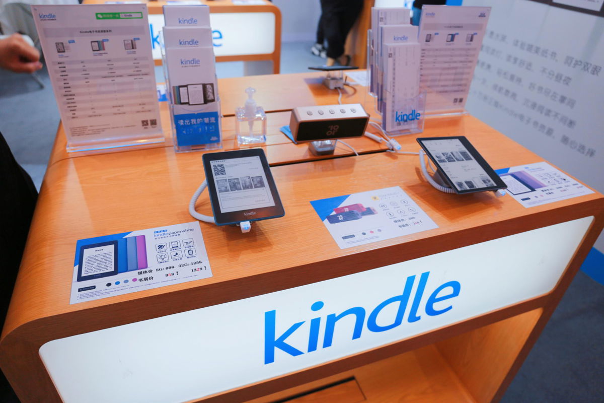 <i>Chen Yuyu/VCG/Getty Images</i><br/>Amazon's Kindle e-book readers seen at the Shanghai Book Fair on Aug. 12