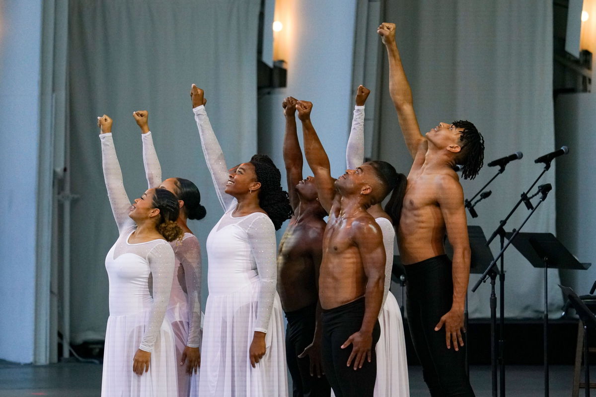 <i>Harrison Hill for CNN</i><br/>Debbie Allen Dance Academy performs during the Juneteenth celebration at The Hollywood Bowl on June 19