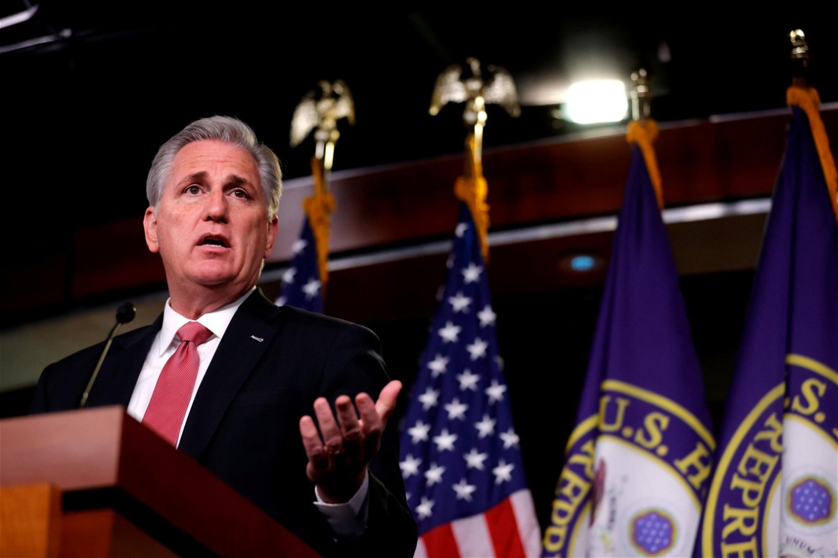 <i>Justin Sullivan/Getty Images</i><br/>House Minority Leader Kevin McCarthy (R-CA) speaks during his weekly press conference on January 21