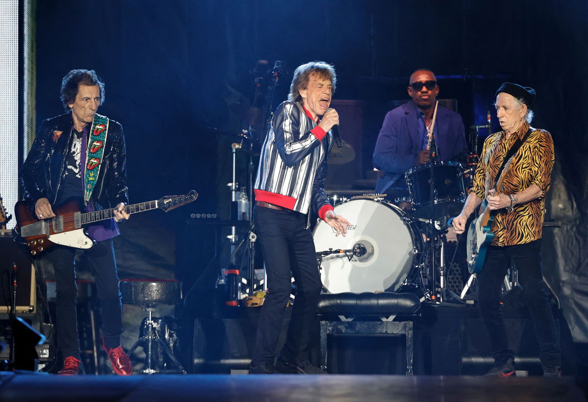 <i>Kamil Krzaczynski/AFP/Getty Images</i><br/>Mick Jagger performing with the Rolling Stones in 2021. The Rolling Stones have canceled a concert in Amsterdam after lead singer Mick Jagger contracted Covid-19.