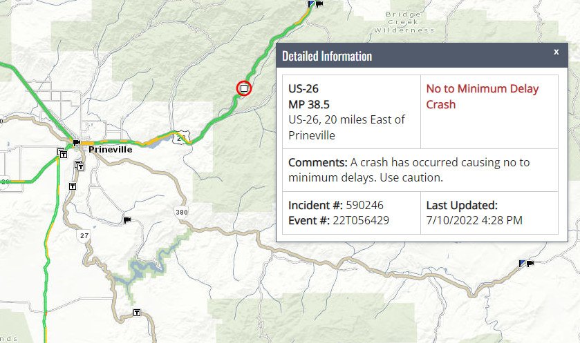 Wash. man critically injured in motorcycle crash on Hwy. 26 east of Prineville