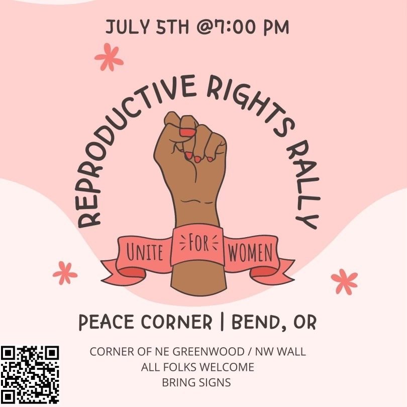 Tonight’s ‘Reproductive Rights Rally’ the latest gathering in downtown Bend to protest Roe v. Wade ruling