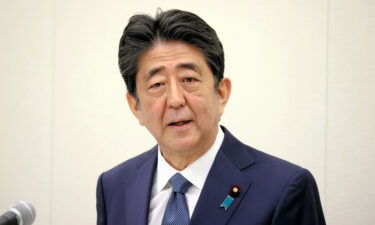 Former Prime Minister Shinzo Abe speaks on December 24
