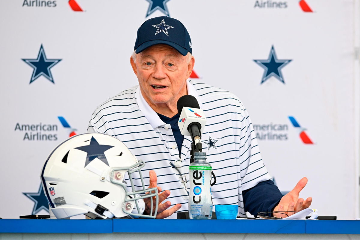 <i>Gus Ruelas/AP</i><br/>Dallas Cowboys owner Jerry Jones takes questions from the media at the start of the team's training camp. Jones has apologized for using a derogatory term for little people.
