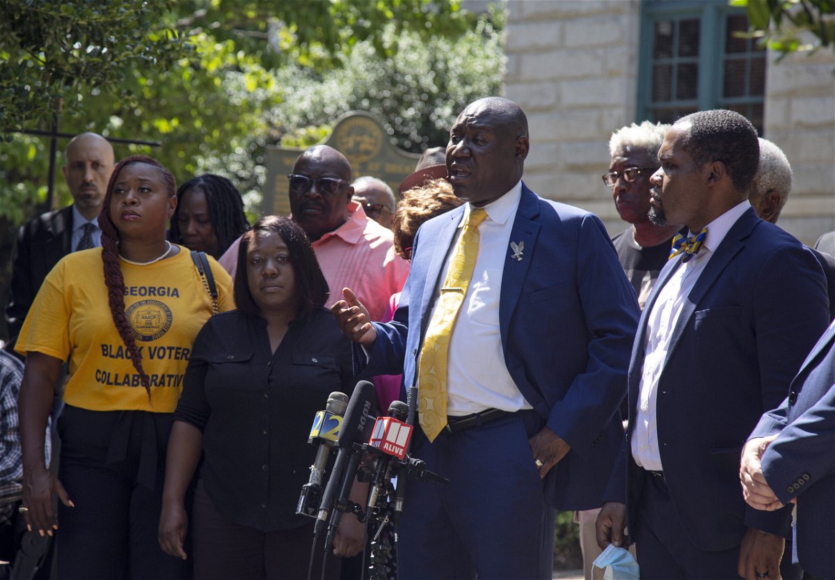 <i>Ron Harris/AP</i><br/>Attorney Ben Crump speaks at a news conference Friday regarding the death of Brianna Grier.