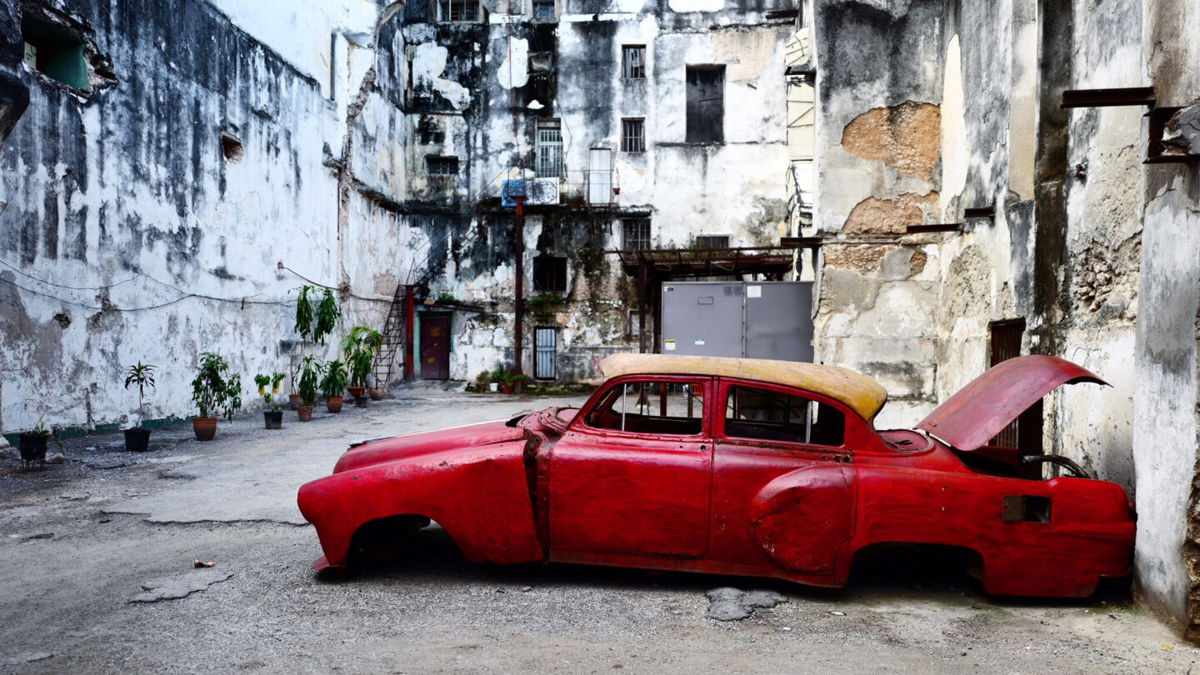 <i>Patrick Oppmann/CNN</i><br/>An American car from the 1950s in the run-down neighborhood of Centro Habana. (Photo by Patrick Oppmann)