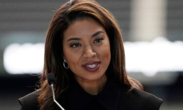 Sandra Douglass Morgan speaks during a news conference announcing her as the new president of the Las Vegas Raiders NFL football team Thursday