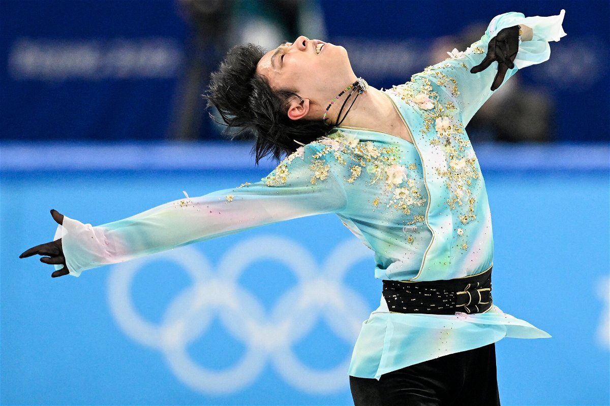 <i>Wang Zhao/AFP/Getty Images</i><br/>Japanese figure skater Yuzuru Hanyu competes at the Beijing 2022 Winter Olympic Games on February 10.