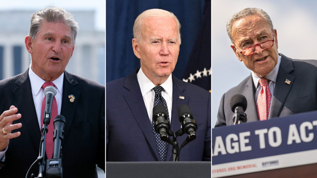 <i>Getty Images/AP</i><br/>President Joe Biden will speak on July 28 on the economic and climate package announced by Sen. Joe Manchin and Senate Majority Leader Chuck Schumer that's giving a surprise boost to the President's legislative agenda.