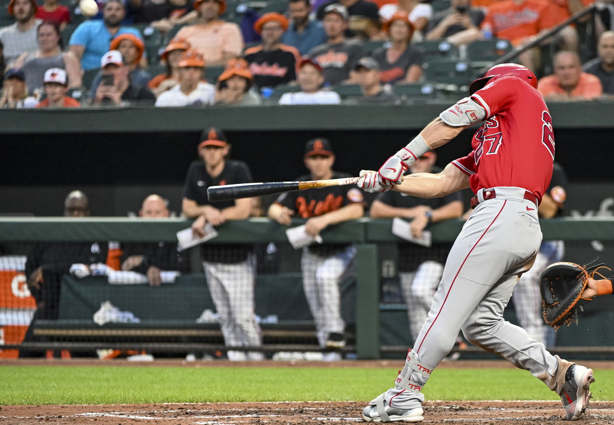 <i>Alika Jenner/Getty Images</i><br/>Trout is a three-time American League MVP.