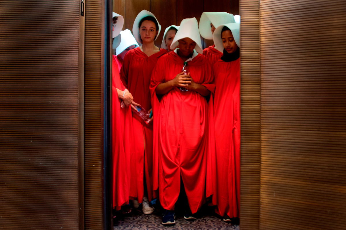 <i>JIM WATSON/AFP/AFP/Getty Images</i><br/>Women dressed as characters from 