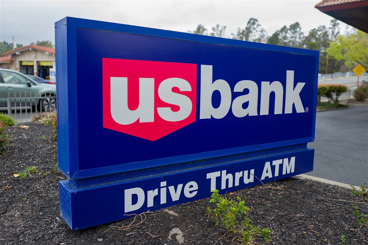 <i>Smith Collection/Getty Images</i><br/>Close-up of sign for US Bank at branch in Lafayette