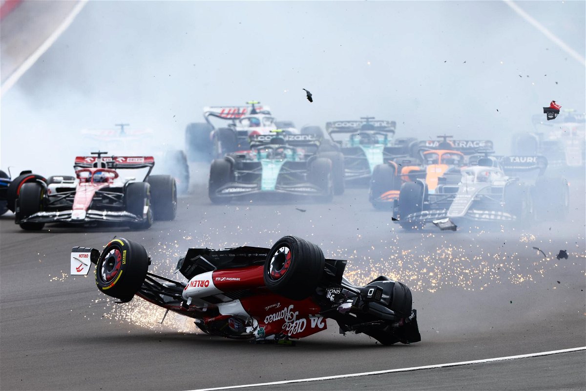 <i>Mark Thompson/Getty Images</i><br/>Formula One driver Zhou Guanyu says halo device 'saved me' during high-speed crash.