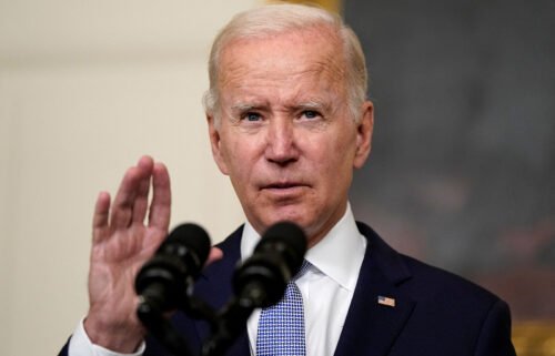 President Joe Biden gestures as he delivers remarks at the White House on July 28