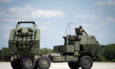 A High Mobility Artillery Rocket System during a live-fire training mission in Florida on May 10.