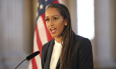 Brooke Jenkins addresses a news conference at City Hall