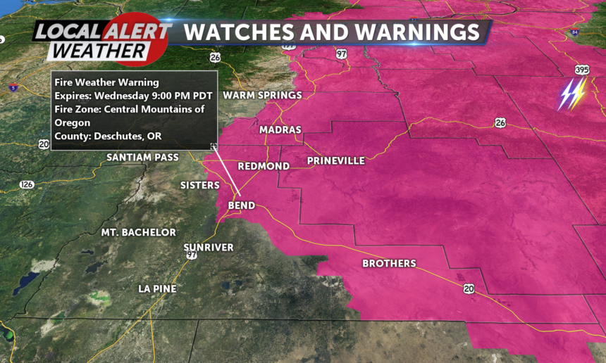 New fire weather warning for part of the region - KTVZ