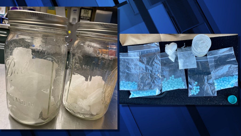 Seized methamphetamine, suspected fentanyl