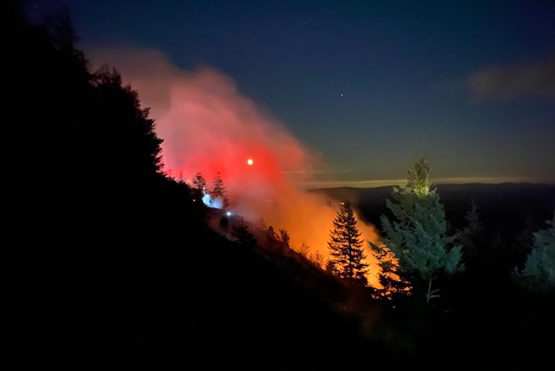 Nicolai Repeater Fire, held to two acres as of last Friday in steep terrain in NW Oregon
