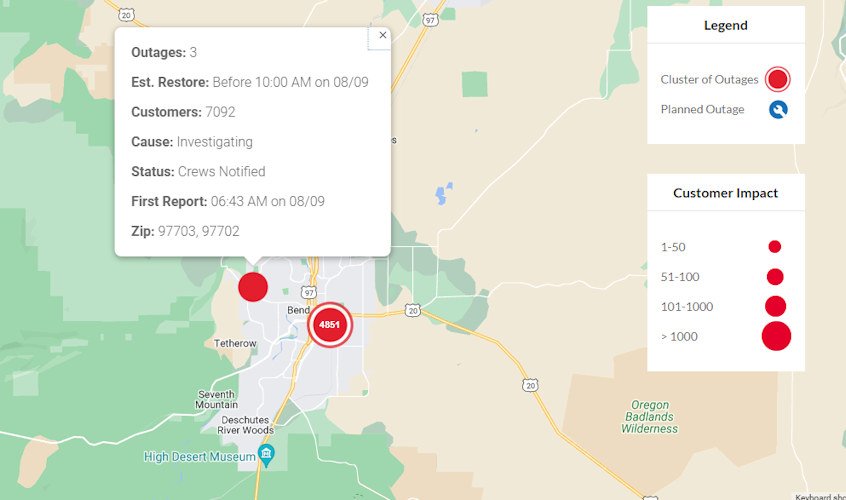 Lightning strike east of Bend knocks out power to 34,000 customers, some for nearly 2 hours