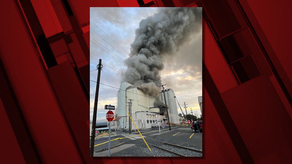 Flour mill in Pendleton was destroyed by fire that reignited Wednesday morning