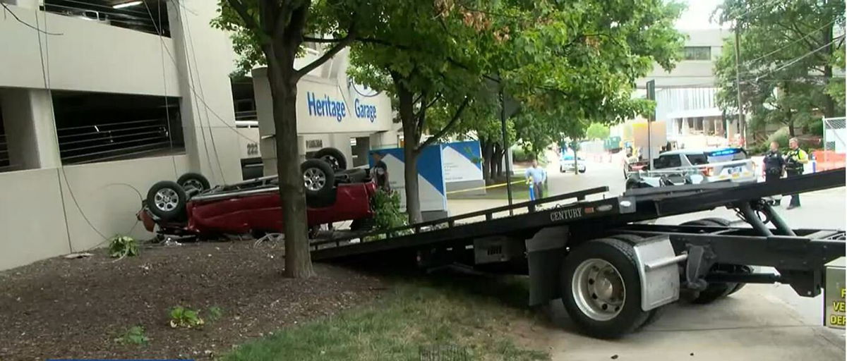 <i>WSMV</i><br/>A woman was rushed to the hospital when her car fell off the upper level of a parking garage at Saint Thomas Hospital in Nashville