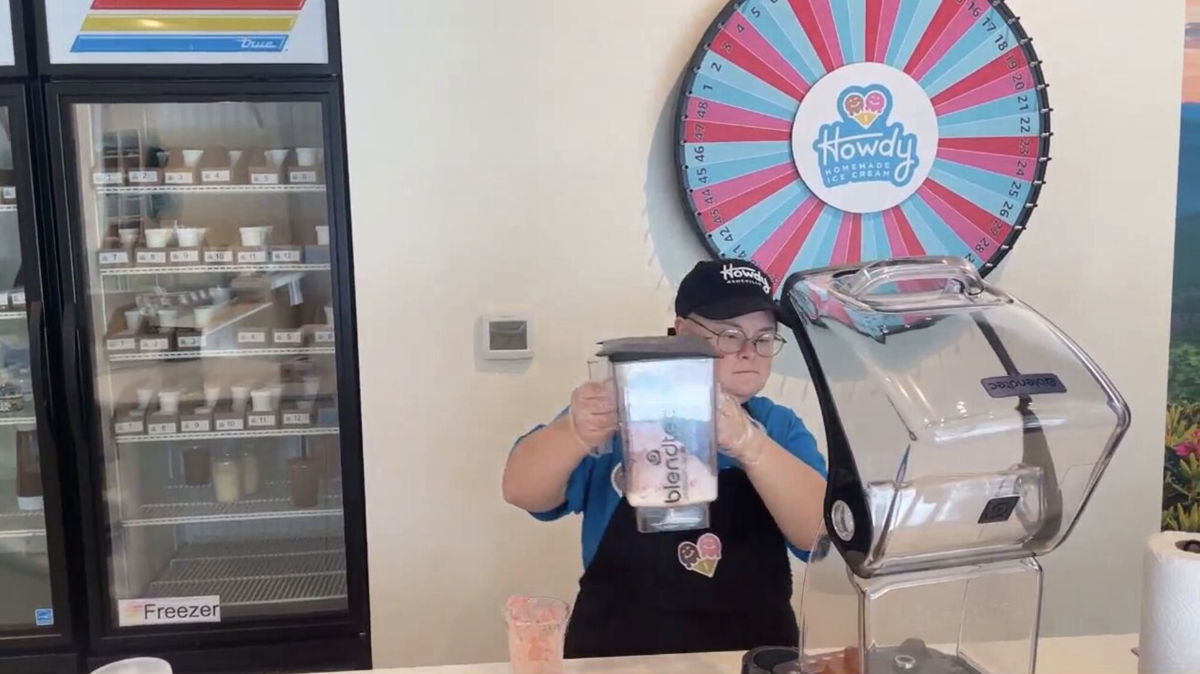 <i>WLOS</i><br/>Video of 28-year-old Dale Beck celebrating her first paycheck from Howdy Homemade Ice Cream has gone viral