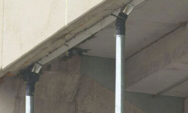 Pipes to catch bats extend from some hideouts in the grandstand.