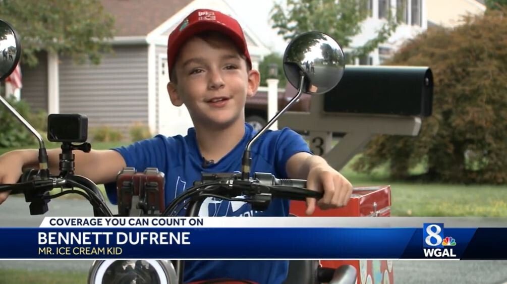 <i>WGAL</i><br/>Bennett Dufrene drives his custom-ordered mobility scooter with a built-in freezer.