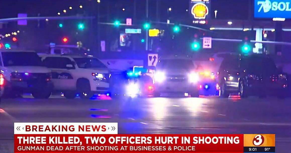 <i>KPHO/KTVK</i><br/>Two Phoenix police officers are injured and three people
