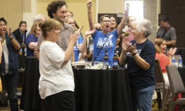Abortion rights supporters celebrate in Overland Park