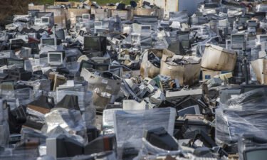 A sea of electronic waste stacked over six feet high cover the landscape at Westmoreland Cleanways and Recycling