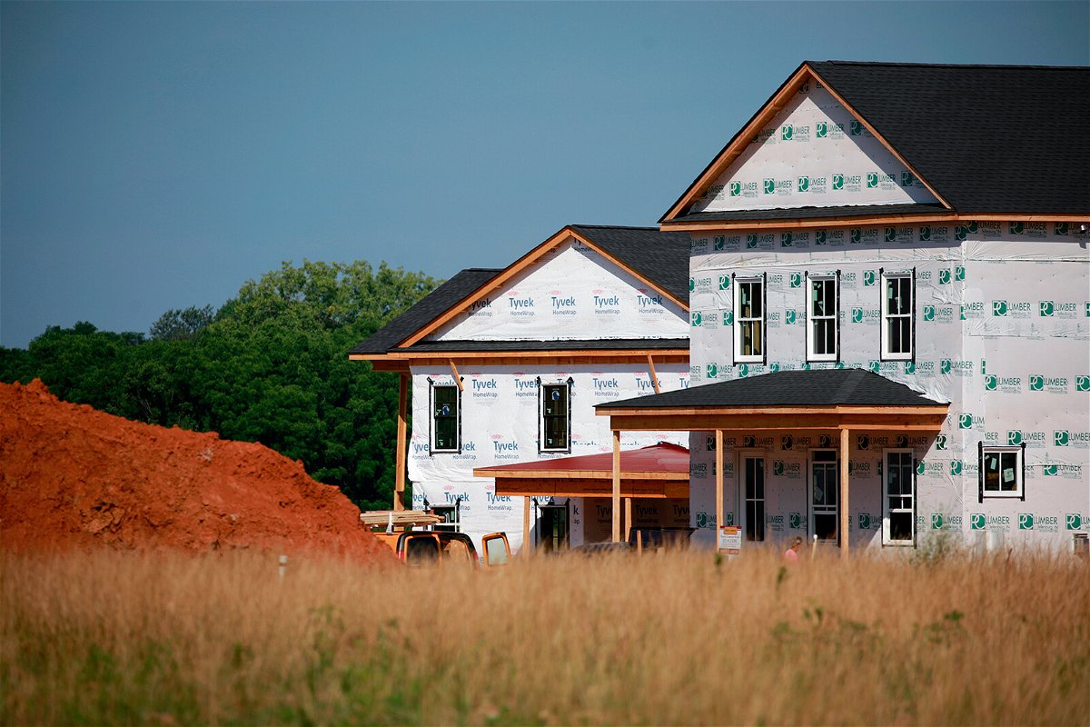 <i>Luke Sharrett/Bloomberg/Getty Images</i><br/>Sales of newly constructed homes fell by 12.6% in July from June and were down 29.6% from a year ago. Houses under construction are pictured here in Louisville
