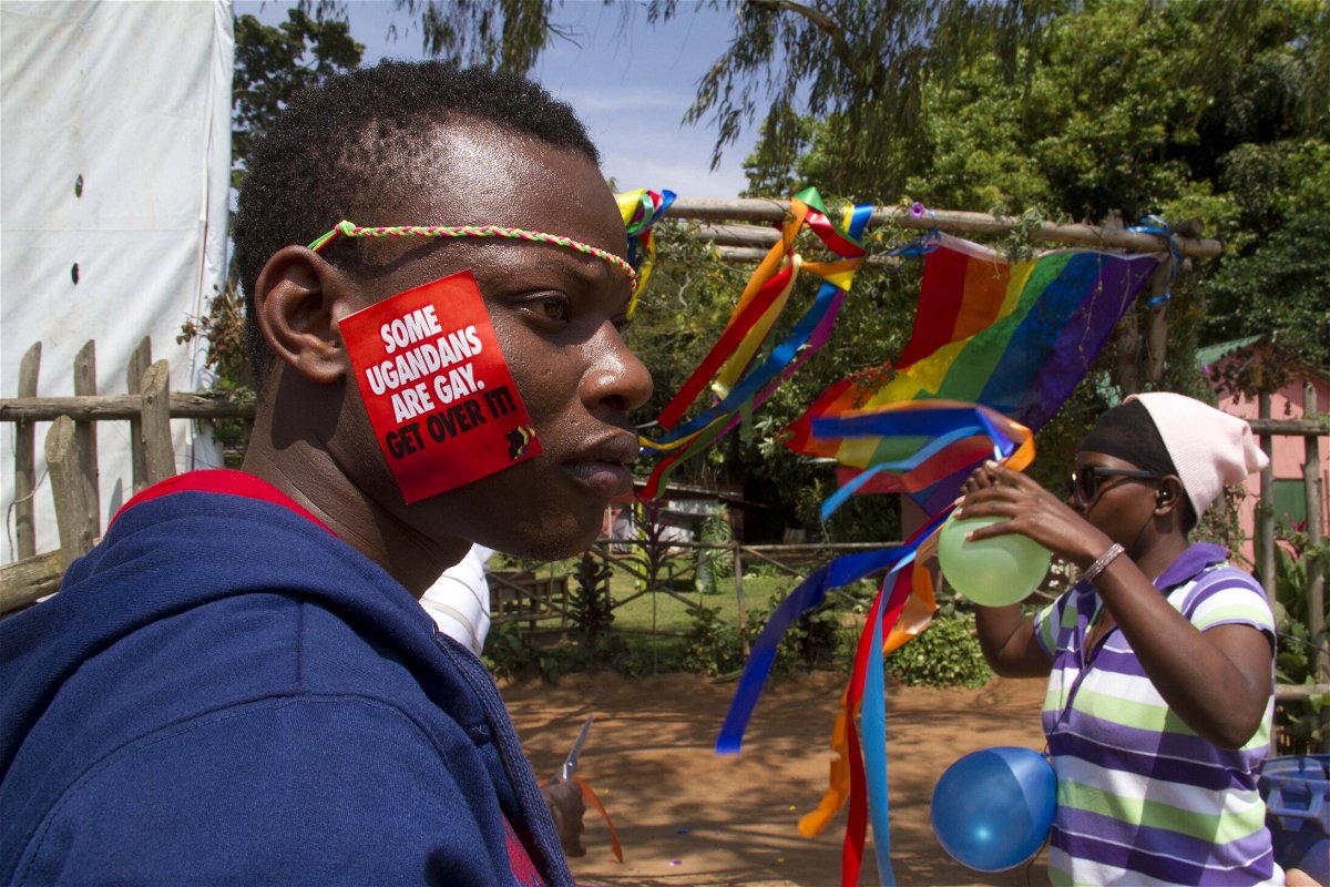 <i>ISAAC KASAMANI/AFP/Getty Images</i><br/>A Ugandan man takes part in the annual gay pride in Entebbe