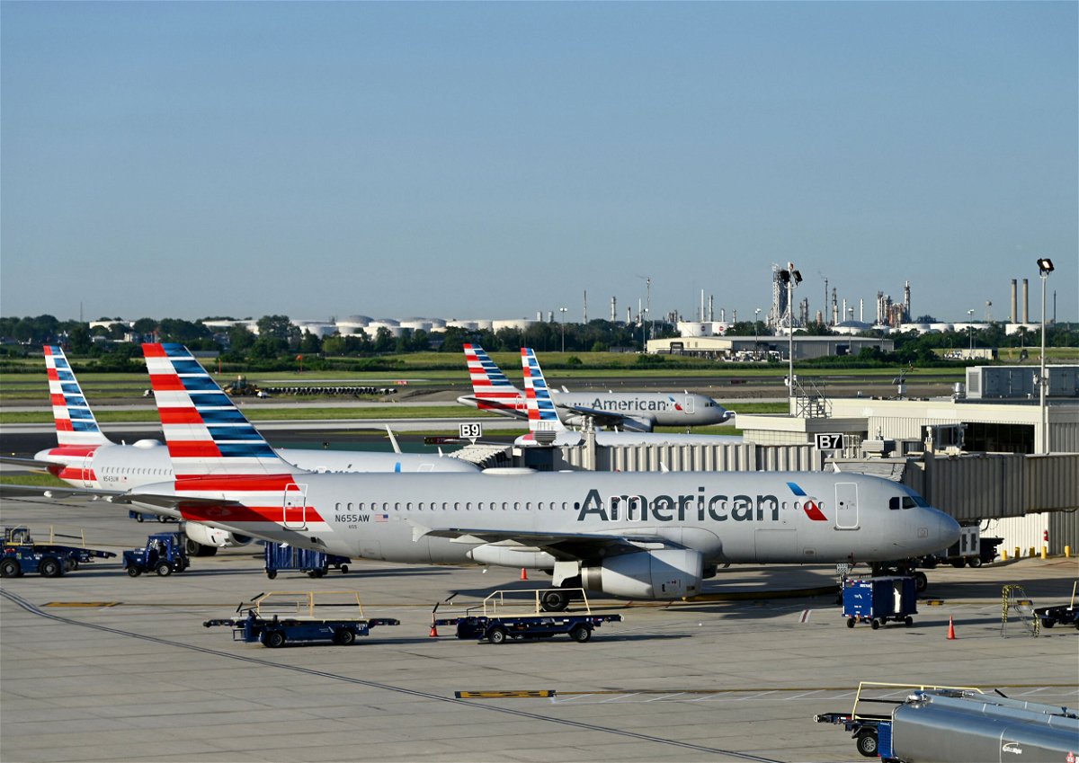 <i>Daniel Slim/AFP/Getty Images</i><br/>American Airlines planes are seen at Philadelphia International Airport in Philadelphia