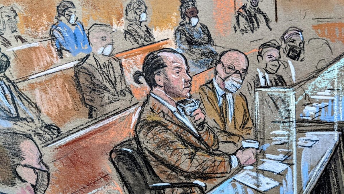 <i>Bill Hennessy</i><br/>This sketch shows Guy Reffitt appearing in federal court in February.
